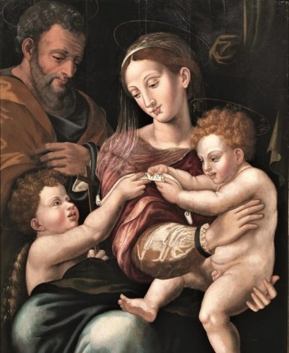 Sainte Famille - Atelier de Michele Tosini (1503-1577) - Tableaux et dessins Style Renaissance